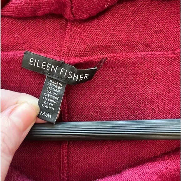 Eileen Fisher Maroon Red Merino Wool Cowl Neck Drape Oversized - Picture 15 of 15